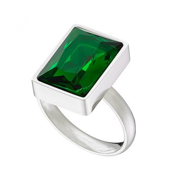 Δαχτυλίδι ατσάλινο 316L με καρέ πράσινη πέτρα ζιργκόν