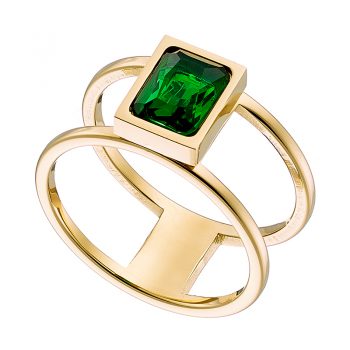 Δαχτυλίδι από ανοξείδωτο ατσάλι, επιχευσωμένο με πράσινη πέτρα ζιργκόν