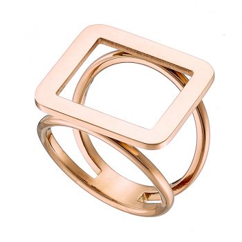 Δαχτυλίδι από ανοξείδωτο ατσάλι σε ροζ χρυσό τετράγωνο
