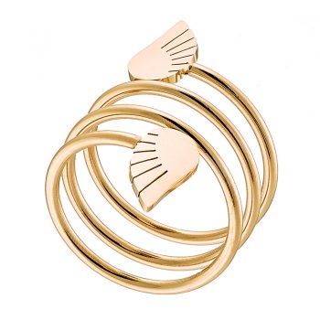 Δαχτυλίδι από ανοξείδωτο ατσάλι σε χρυσό διπλό φτερό