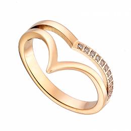Ατσάλινο δαχτυλίδι σε ροζ χρυσό χρώμα σχήμα καρδιας με διαφανες πέτρες