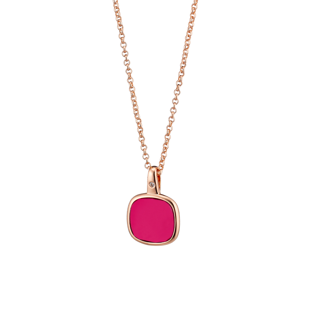Click to enlarge Κολιέ Darling μεταλλικό ροζ χρυσό με φούξια κρύσταλλο